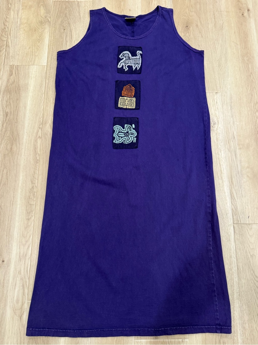 Blue Cactus Purple Cotton Maxi Dress 2X Made in USA Artisan Boho Lagenlook